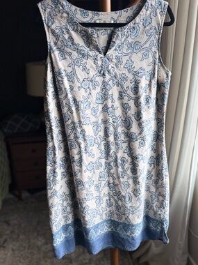 Sleeveless Midi Dress in Cream and Blue Paisley